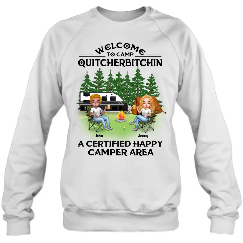 Personalized Camping Shirt/Hoodie - Up to 7 People - Gift Idea for Camping Lovers - Welcome To Camp Quitcherbitchin