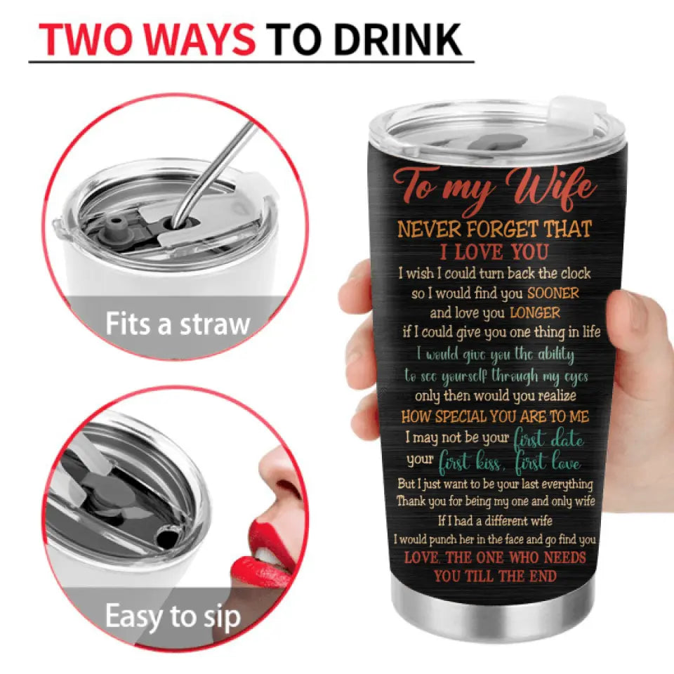 Personalized Couple Tumbler - Gift Idea For Couple/Wife - To My Wife Never Forget That I Love You