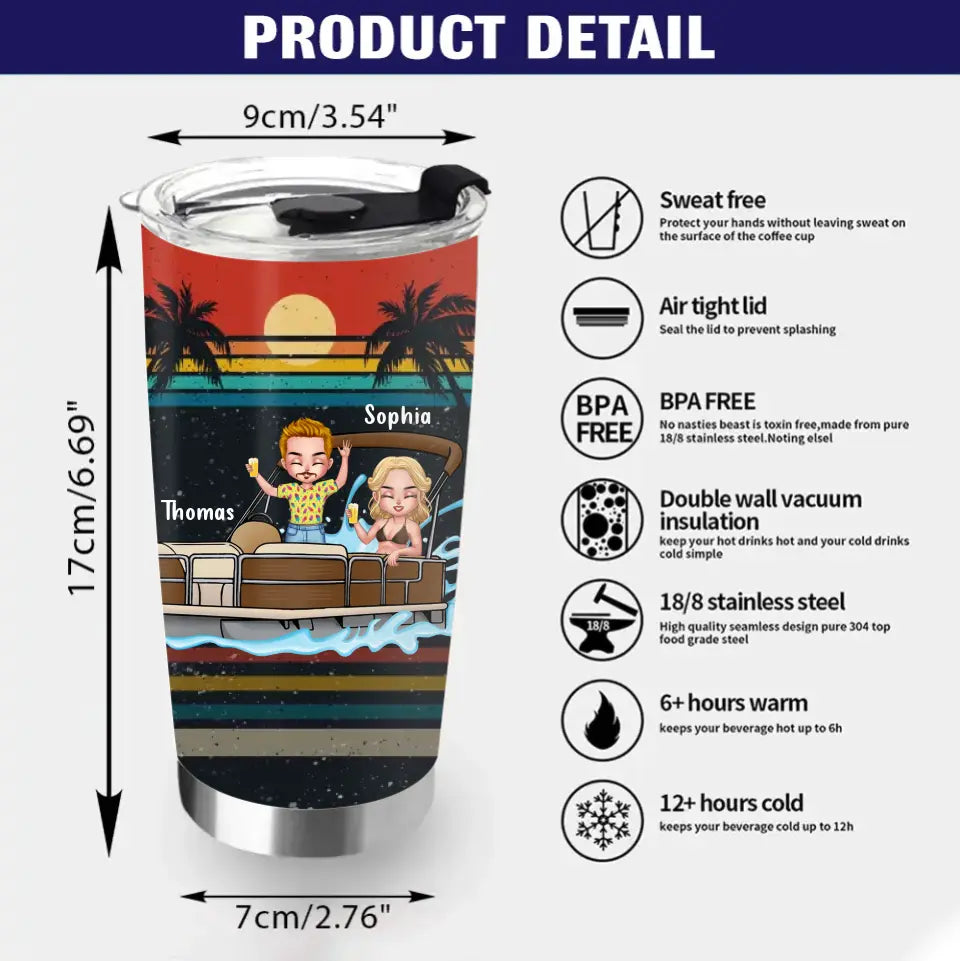 Personalized Pontoon Friends Tumbler - Best Gift Idea For Pontoon Lovers/Friends - If I'm Drunk It's My Pontoon Friends' Fault
