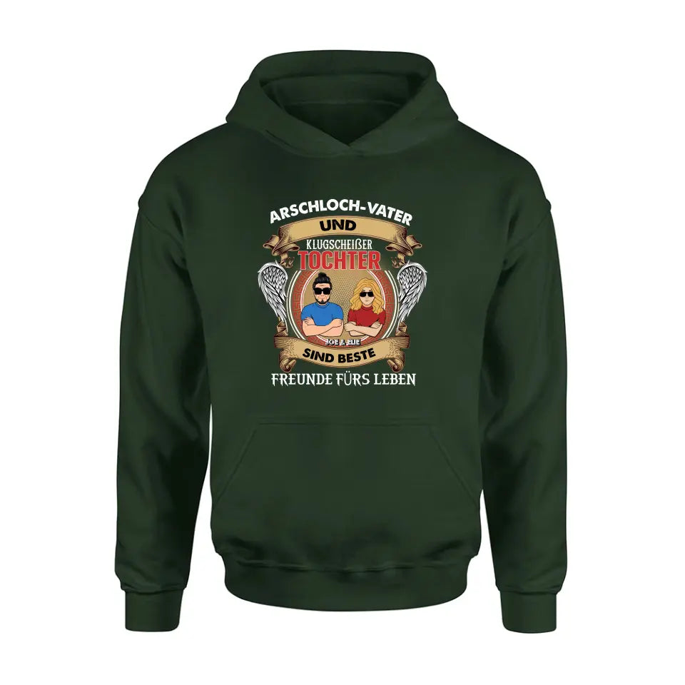 Benutzerdefinierte Personalisierte Papa Und Tochter T-Shirt/Langarm/Sweatshirt/Hoodie – Geschenkidee Für Den Vatertag – Arschloch Papa Und Smartass Tochter Beste Freunde Fürs Leben - German Version