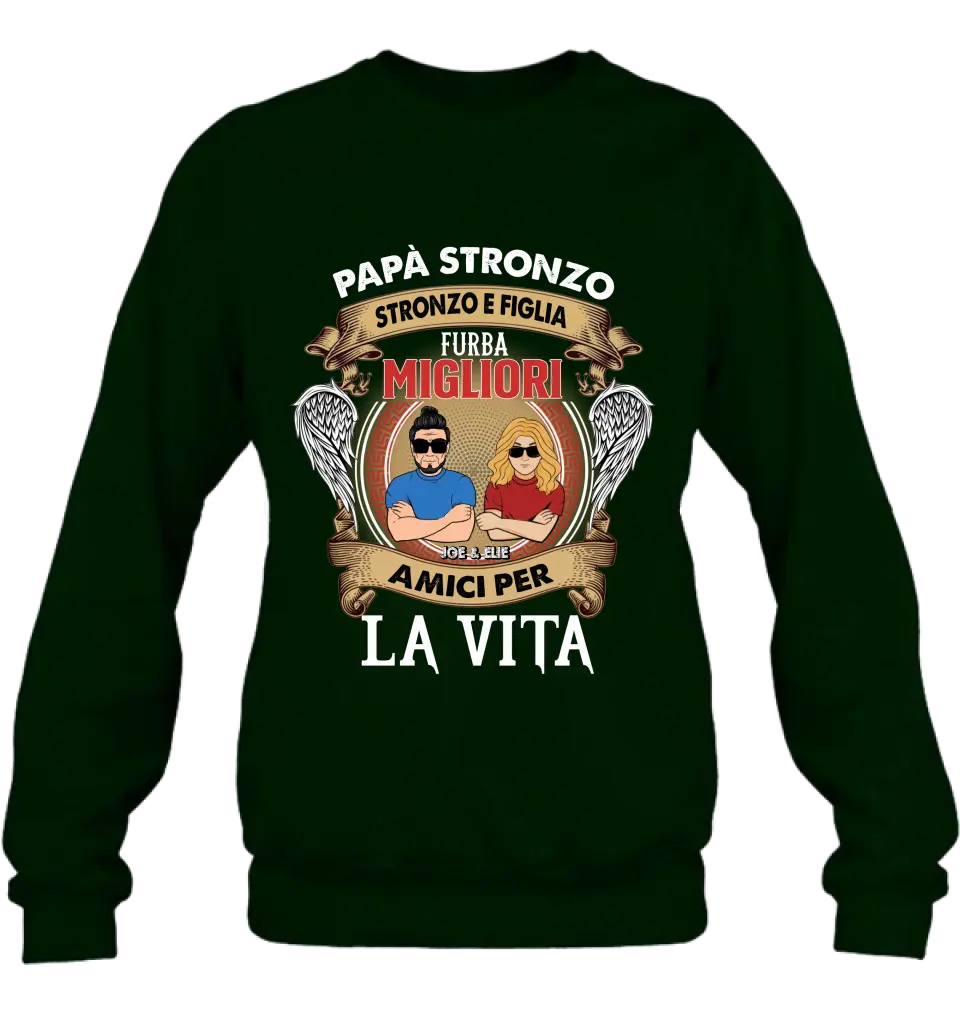 T-Shirt Personalizzata Per Papà E Figlia/Manica Lunga/Felpa/Felpa Con Cappuccio - Idea Regalo Per La Festa Del Papà - Stronzo Papà E Figlia Intelligente Migliori Amici Per La Vita - Italian Version