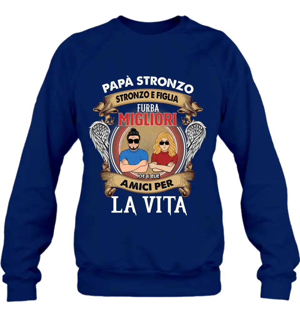T-Shirt Personalizzata Per Papà E Figlia/Manica Lunga/Felpa/Felpa Con Cappuccio - Idea Regalo Per La Festa Del Papà - Stronzo Papà E Figlia Intelligente Migliori Amici Per La Vita - Italian Version