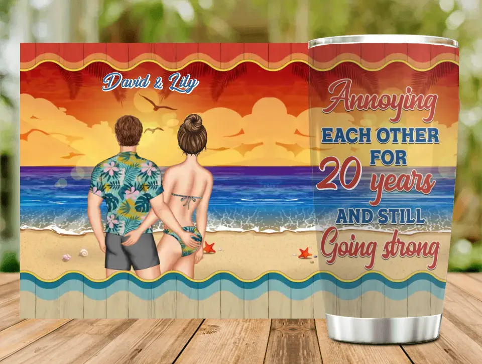 Personalized Couple On Beach Tumbler - Gift Idea For Beach Lover/Couple - Annoying Each Other For 20 Years And Still Going Strong