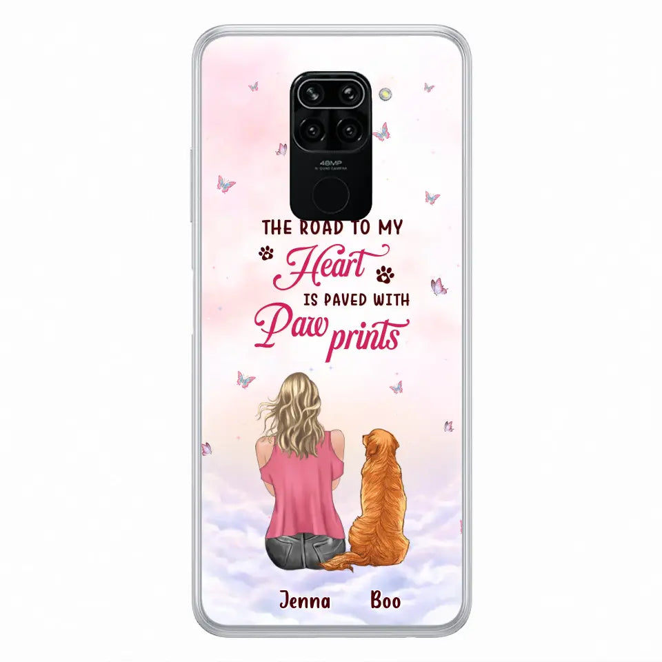 Personalized Dog Mom Phone Case - Up to 5 Dogs - Gift Idea For Dog Lovers - The Road To My Heart Is Paved With Pawprints - Case for Xiaomi/Huawei/Oppo