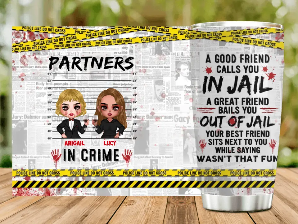 Personalized Halloween Besties Tumbler - Halloween Gift For Friends/Besties - Up to 5 Girls - Partners In Crime