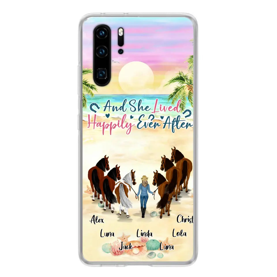 Personalized Horse Girl Phone Case - Up to 6 Horses - Gift Idea for Horse Lovers - And She Lived Happily Ever After - Case for Xiaomi/Huawei/Oppo