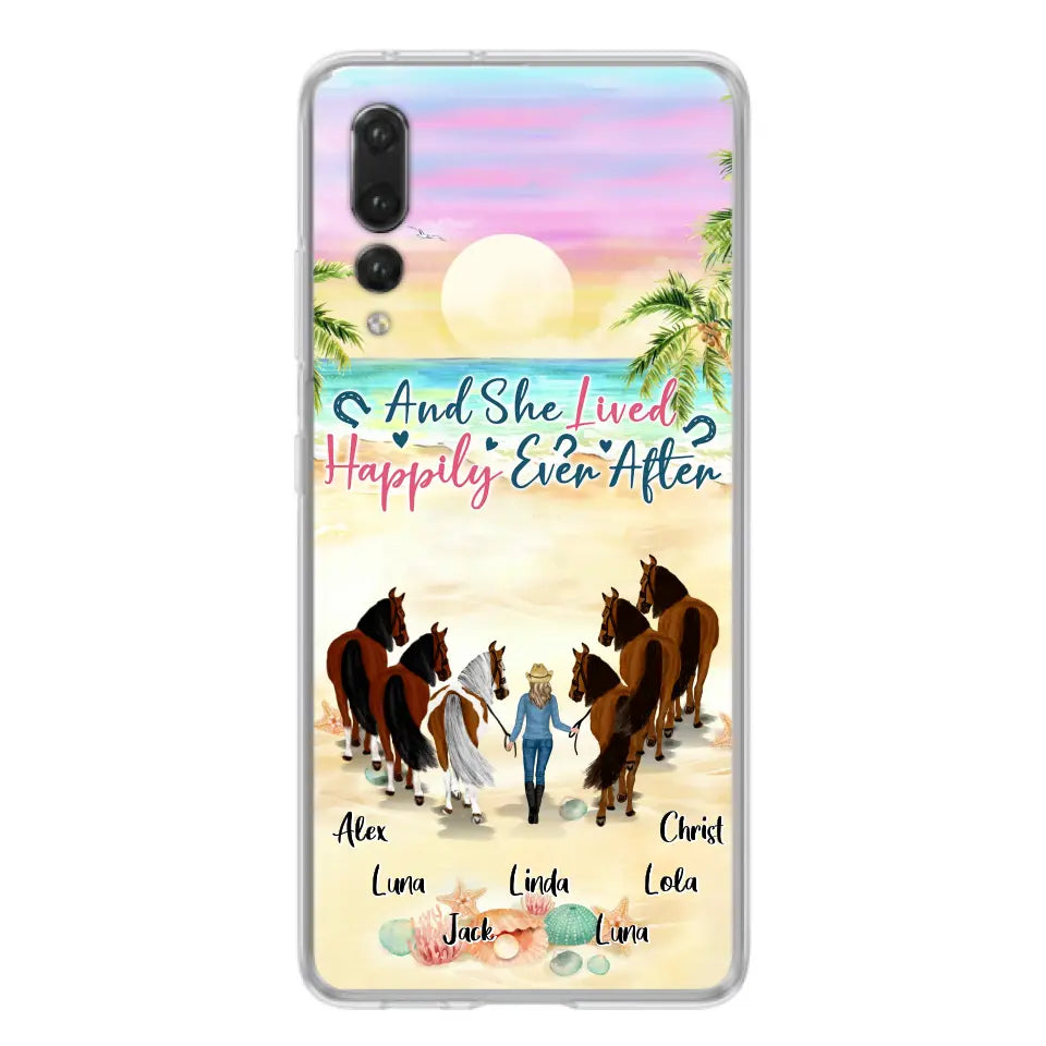 Personalized Horse Girl Phone Case - Up to 6 Horses - Gift Idea for Horse Lovers - And She Lived Happily Ever After - Case for Xiaomi/Huawei/Oppo