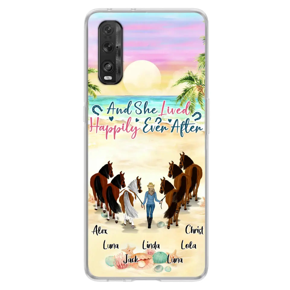 Personalized Horse Girl Phone Case - Up to 6 Horses - Gift Idea for Horse Lovers - And She Lived Happily Ever After - Case for Xiaomi/Huawei/Oppo