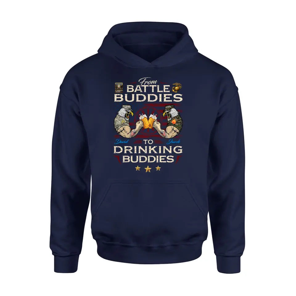 Personalized Veteran Shirt/Sweatshirt/Hoodie - Gift Idea For Veteran - From Battle Buddies To Drinking Buddies