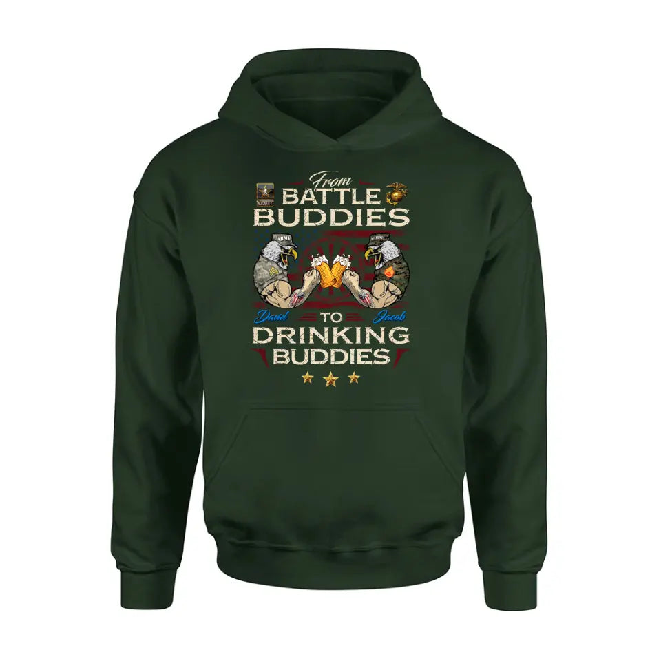 Personalized Veteran Shirt/Sweatshirt/Hoodie - Gift Idea For Veteran - From Battle Buddies To Drinking Buddies