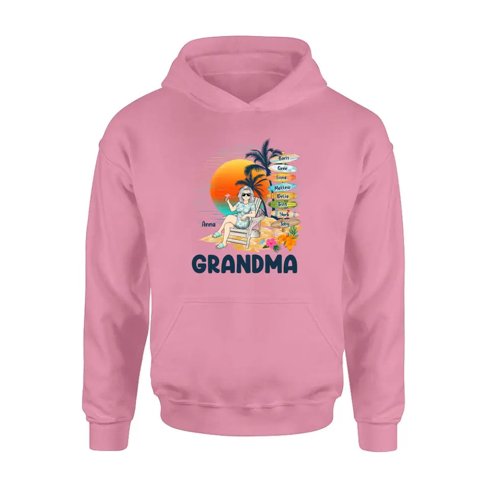 Personalized Nana's Life Summer Shirt/Hoodie - Gift Idea for Grandma/Grandpa - Custom Title Name - Up to 8 Kids
