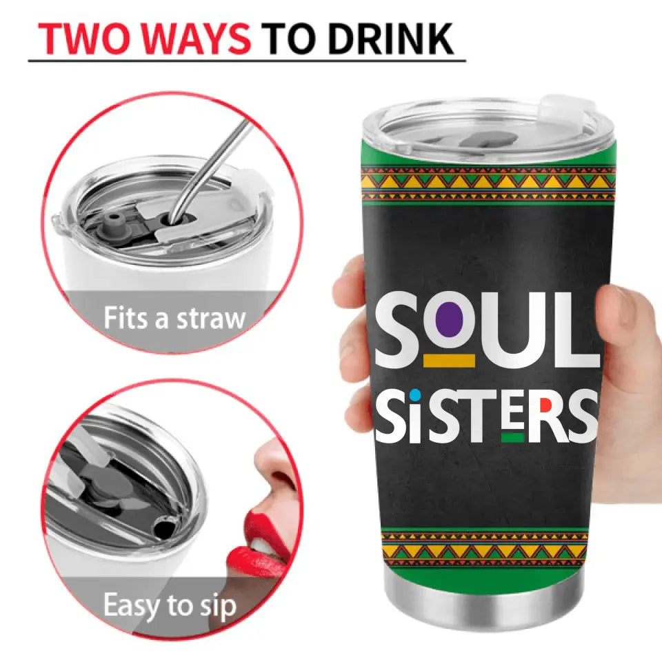 Personalized Black Friends Tumbler - Up to 4 Women - Gift Idea For Friends/Besties/Sisters - Soul Sisters