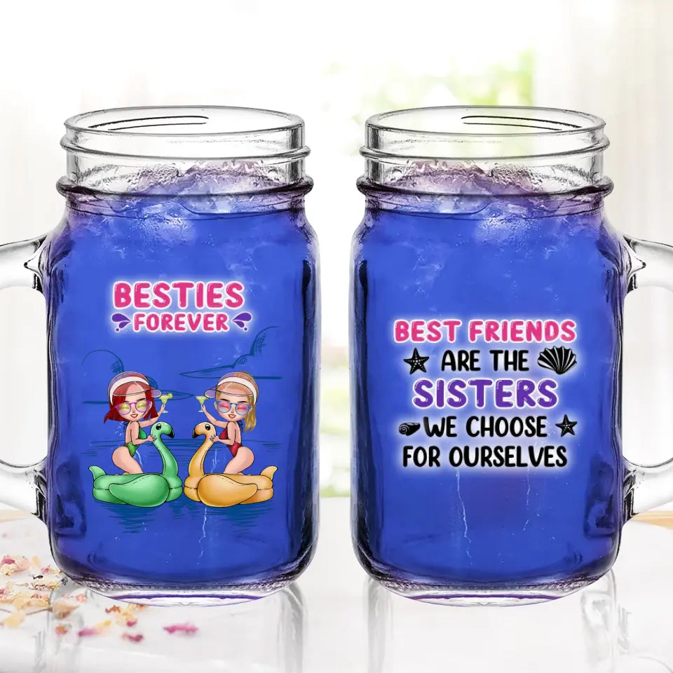 Personalized Beach Friends Mason Jug with Straw - Gift Idea for Friends/Besties - Best Friends Are The Sister We Choose For Ourselves