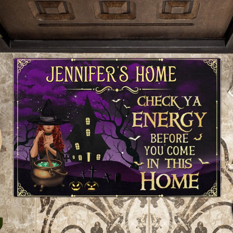 Personalized Witch Doormat - Halloween Gift Idea For Friend - Warning
Witch Property
Trespassers Will Be Used As Ingredients In The Brew