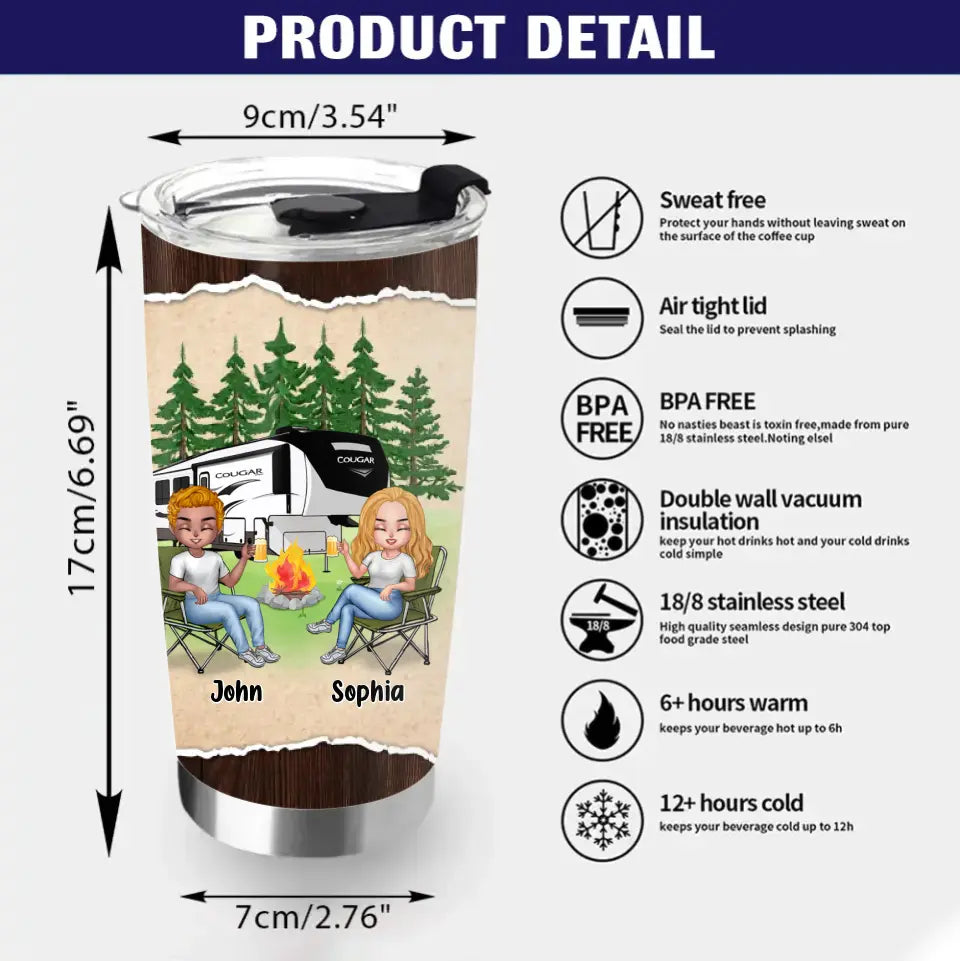 Custom Camping Friends Tumbler - Up to 6 People - Gift Idea For Friends/Couple/Camping Lovers - Campfire Drinking Team