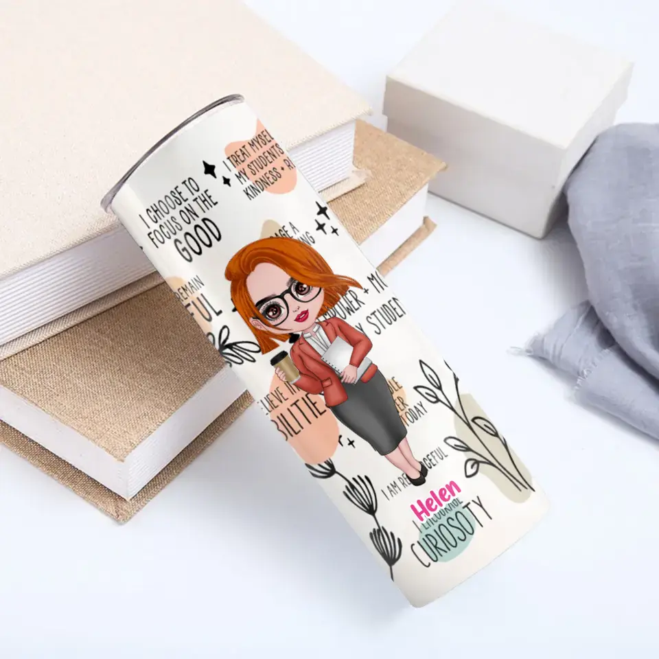 Personalized Teacher Skinny Tumbler 20OZ - Best Gift Idea For Teacher/Birthday - I Always Create A Safe Space For My Students