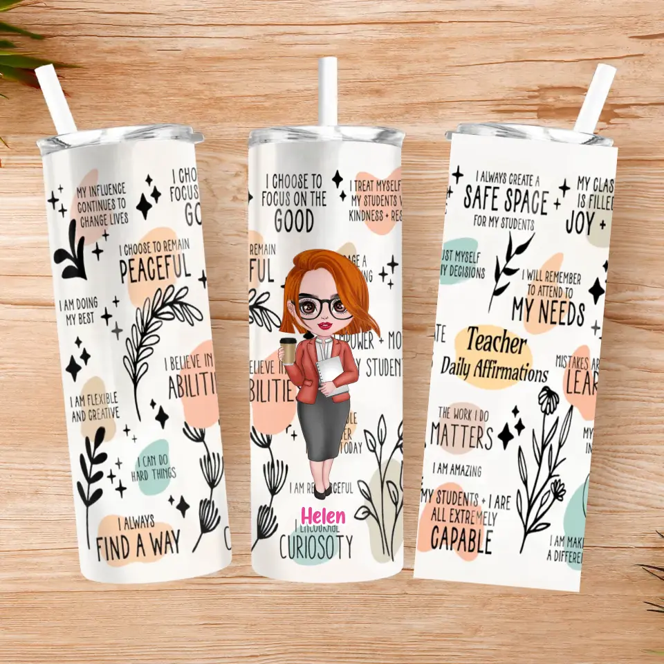 Personalized Teacher Skinny Tumbler 20OZ - Best Gift Idea For Teacher/Birthday - I Always Create A Safe Space For My Students