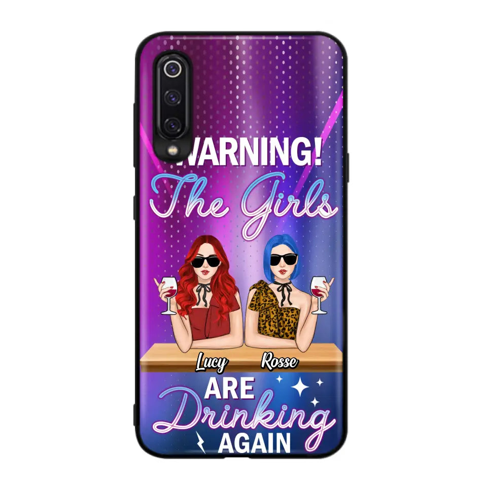 Personalized Besties Phone Case - Gift Idea For Friends/Besties - Up to 4 Girls - Warning The Girls Are Drinking Again - Case For Oppo/Xiaomi/Huawei