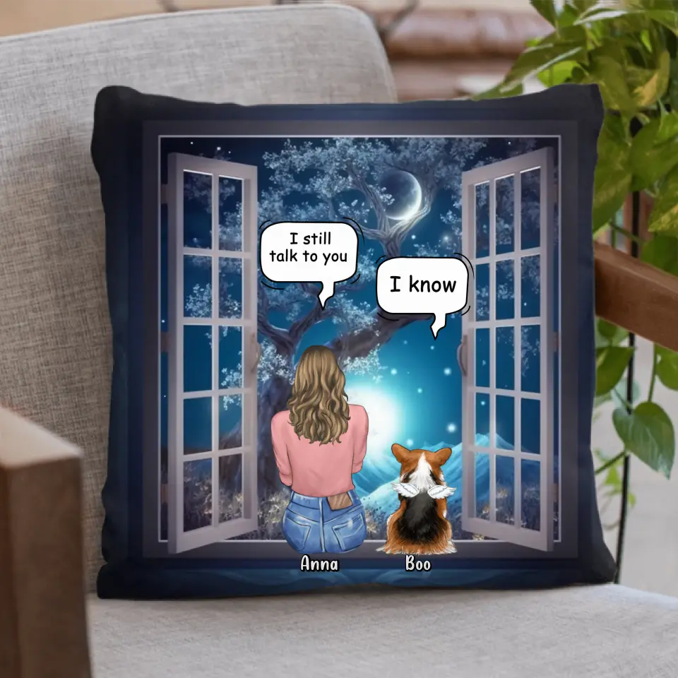 Personalized Memorial Pet Pillow Cover - Up to 4 Dogs/Cats/Rabbits - Memorial Gift Idea for Dog/Cat/Rabbit Owners