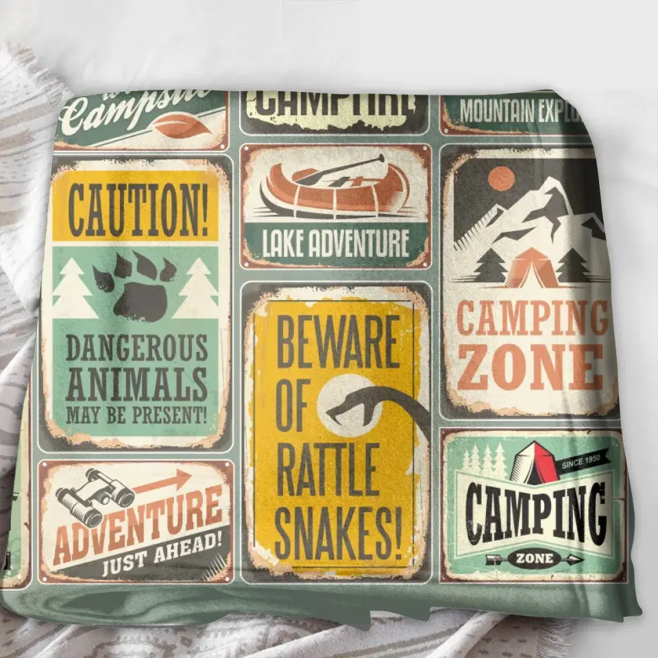Camping Fleece Throw Blanket/Quilt - Gift Idea For Family/ Camping Lover - Camping Zone