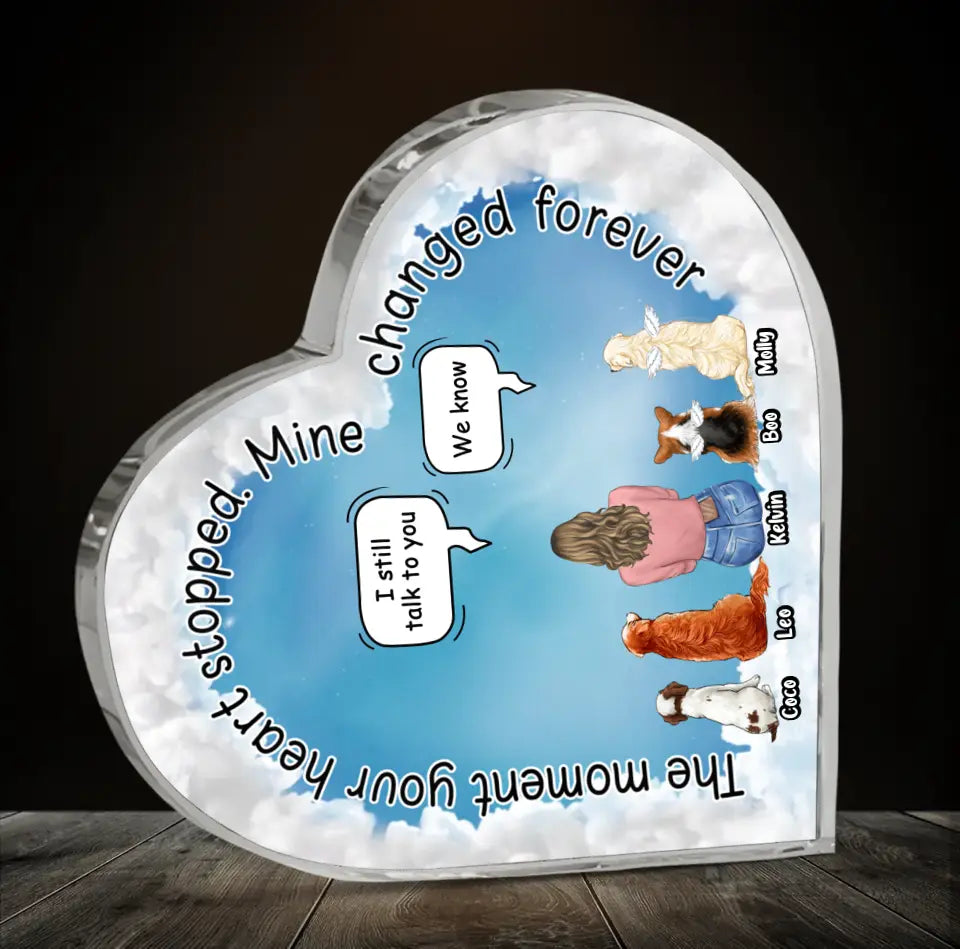 Personalized Pet Mom/Dad Crystal Heart - Up to 4 Pets - Gift Idea For Pets Lover - The Moment Your Heart Stopped Mine Changed Forever