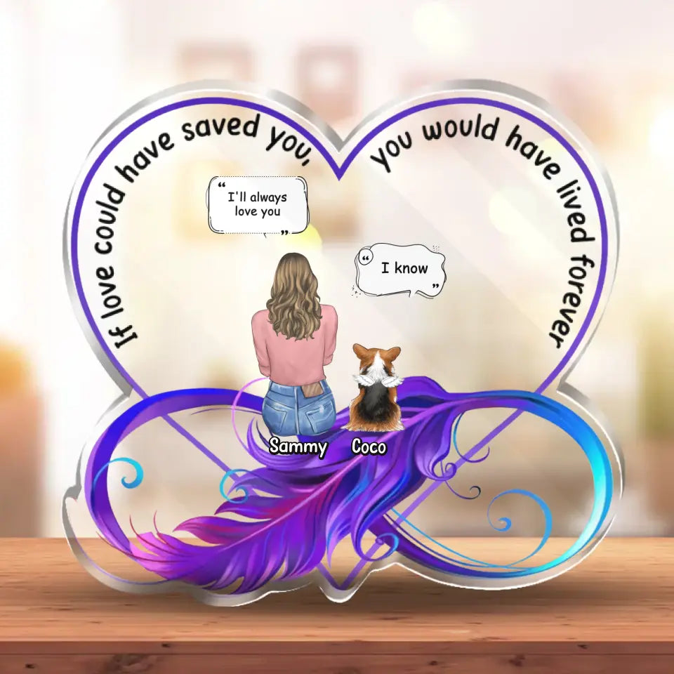 Personalized Memorial Dog Chat Acrylic Plaque - Memorial Gift Idea For Pet Lovers - If Love Could Have Saved You You Would Have Lived Forever