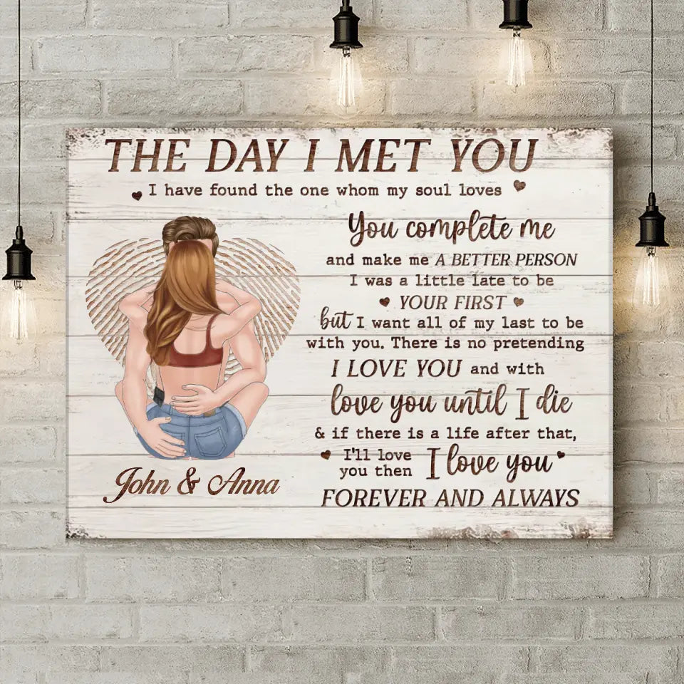 Personalized Couple Horizontal Canvas - Gift Idea For Couple/Valentines Day - The Day I Met You I Have Found The One Whom My Soul Loves