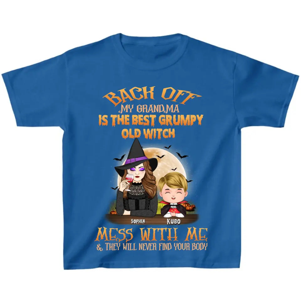 Personalized Halloween Kid T-Shirt - Halloween Gift Idea from Grandma - Back Off My Grandma Is The Best Grumpy Old Witch