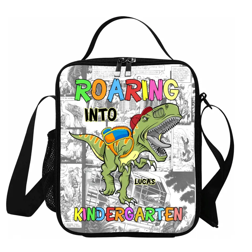 Custom Personalized Back To School Dino Bag Set - Gift Idea For Kids/ Dino Lovers - Roaring Into 2nd Grade