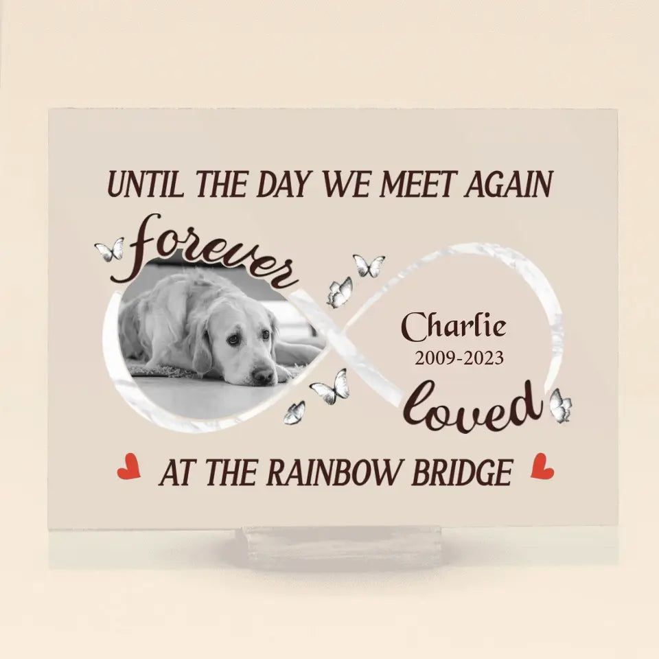 Personalized Memorial Acrylic Plaque - Upload Photo - Memorial Gift Idea for Dog Lover - Until The Day We Meet Again At The Rainbow Bridge