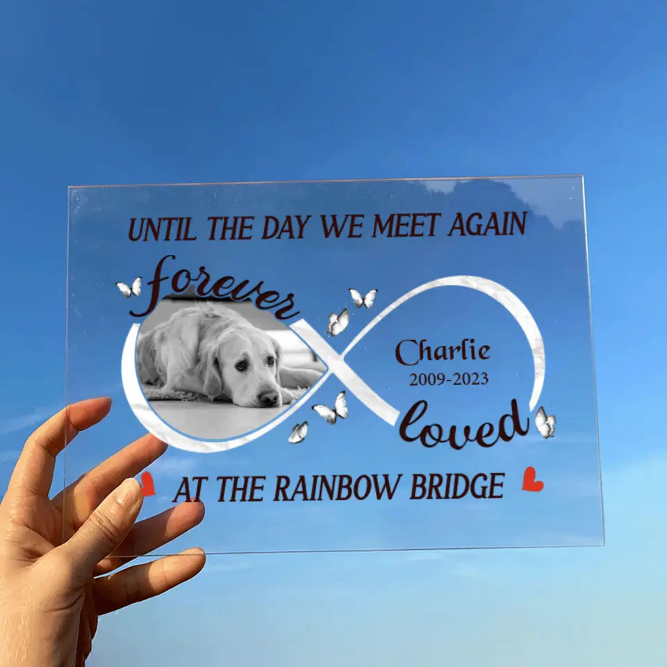 Personalized Memorial Acrylic Plaque - Upload Photo - Memorial Gift Idea for Dog Lover - Until The Day We Meet Again At The Rainbow Bridge