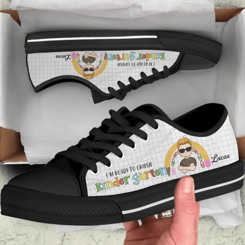 Personalized Kid Sneakers - Back-To-School/Birthday Gift for Kids - I'm Ready To Crush Kinder Garten