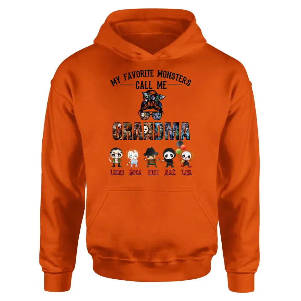 Personalized Halloween Shirt/Hoodie - Halloween Gift Idea for Halloween - Up to 5 Characters -  My Favorite Monsters Call Me Grandma
