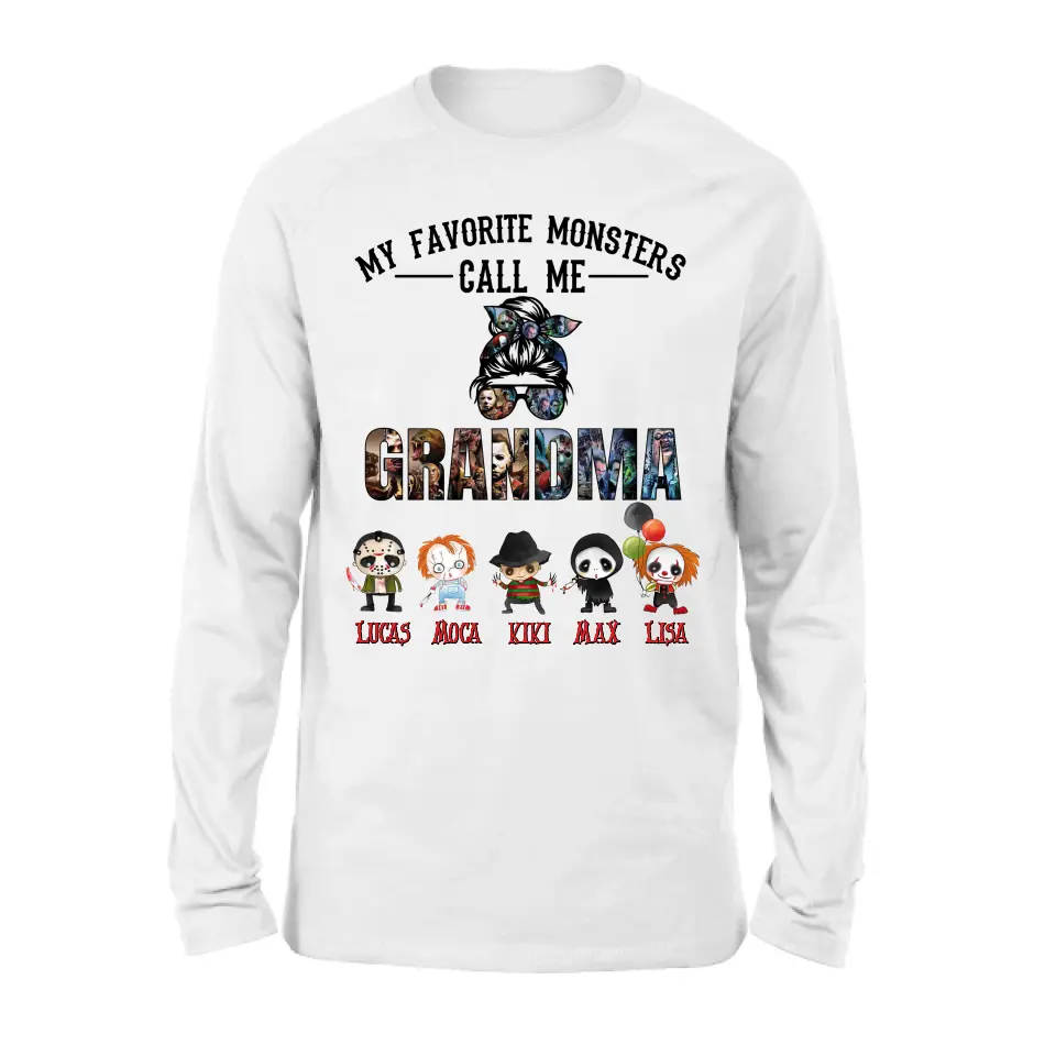 Personalized Halloween Shirt/Hoodie - Halloween Gift Idea for Halloween - Up to 5 Characters -  My Favorite Monsters Call Me Grandma