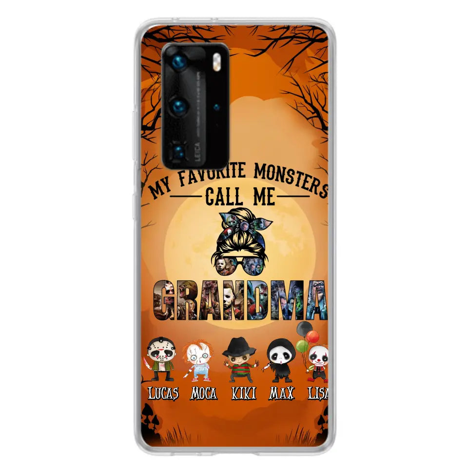 Personalized Halloween Phone Case - Halloween Gift Idea for Halloween - Up to 5 Characters - My Favorite Monsters Call Me Grandma - Case For Oppo/Xiaomi/Huawei