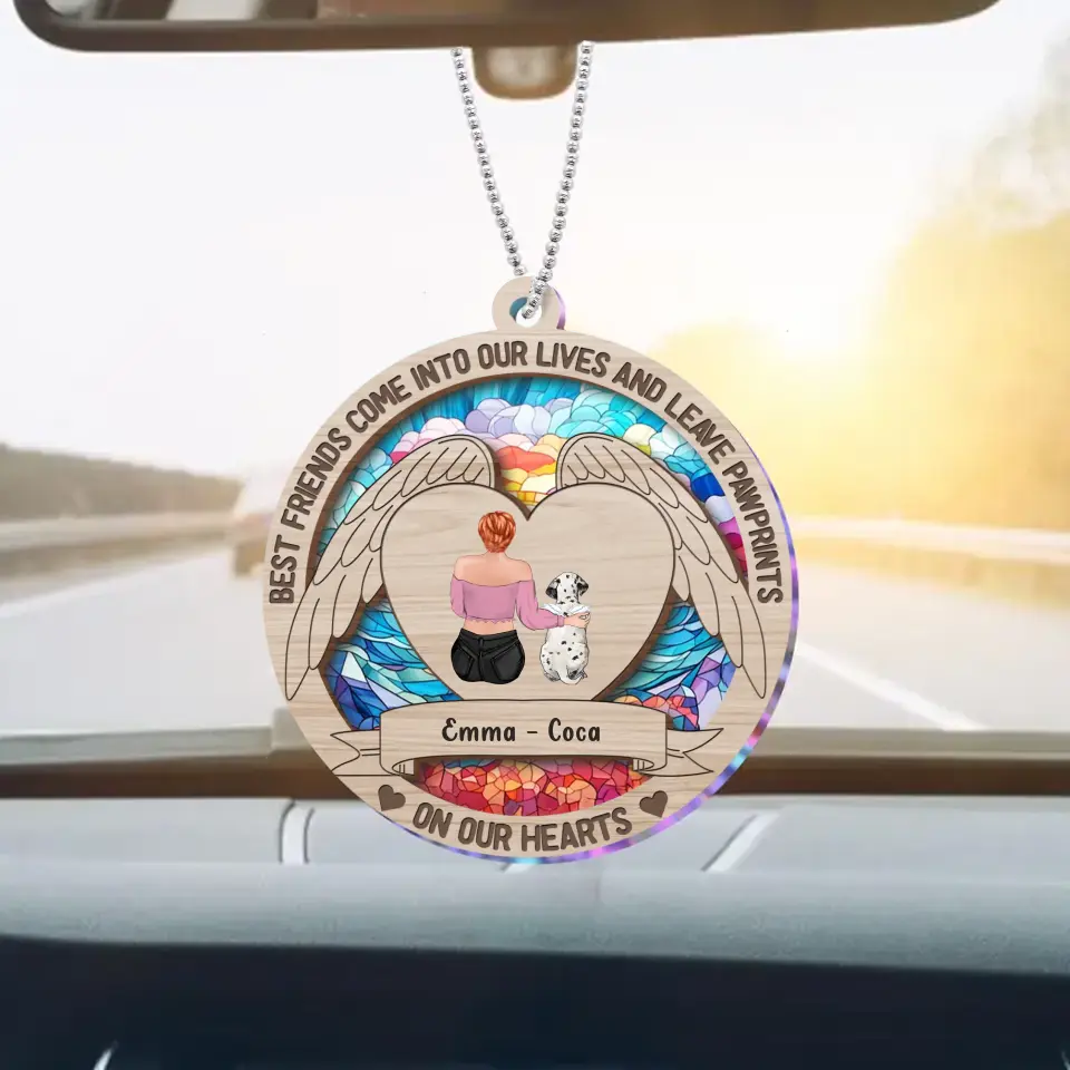 Personalized Memorial Pet Acrylic/Wooden Ornament - Up to 2 Dogs/Cats - Memorial Gift Idea for Christmas - Best Friends Come Into Our Lives And Leave Pawprints On Our Hearts