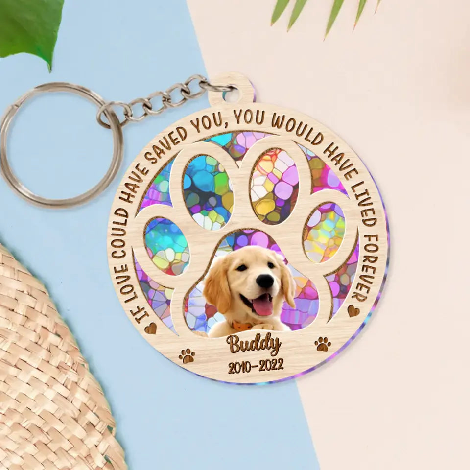 Personalized Memorial Photo Acrylic Keychain - Memorial Gift Idea for Christmas/Dog Owners - If Love Could Have Saved You You Would Have Lived Forever