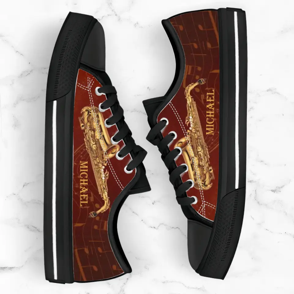 Personalized Saxophone Low Top Sneakers - Best Gift For Saxophone Lovers and Friends