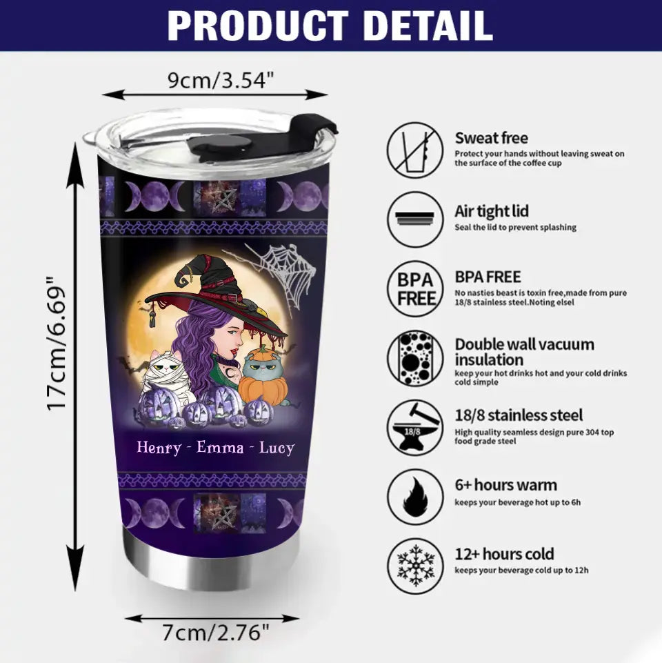 Personalized Witch Mom Tumbler - Gift Idea For Halloween/Witch/Pet Lovers - Witch By Nature Bitch By Choice