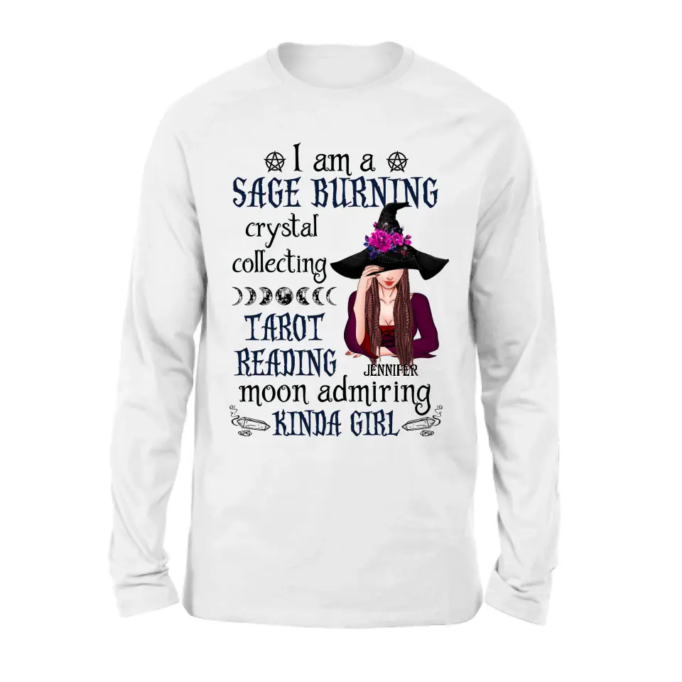 Personalized Witch Shirt/Hoodie - Halloween Gift Idea for Witch Lovers - I Am A Sage Burning Crystal Collecting