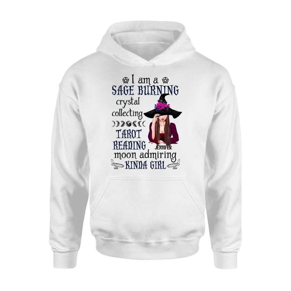 Personalized Witch Shirt/Hoodie - Halloween Gift Idea for Witch Lovers - I Am A Sage Burning Crystal Collecting