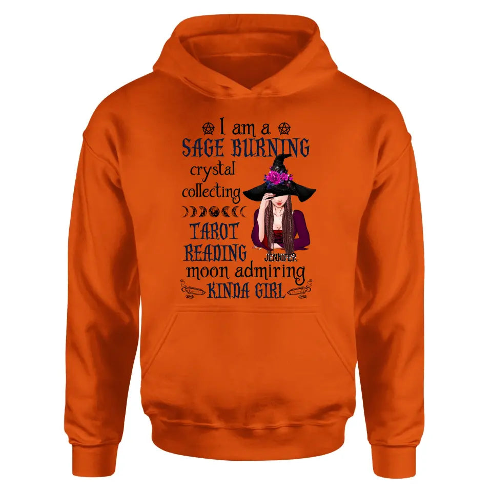 Personalized Witch Shirt/Hoodie - Halloween Gift Idea for Witch Lovers - I Am A Sage Burning Crystal Collecting