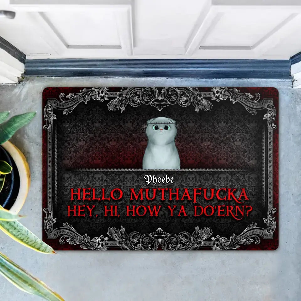 Personalized Pet Doormat - Up to 5 Dogs/Cats - Halloween Gift Idea for Dog/Cat Lovers - Hello Muthafucka