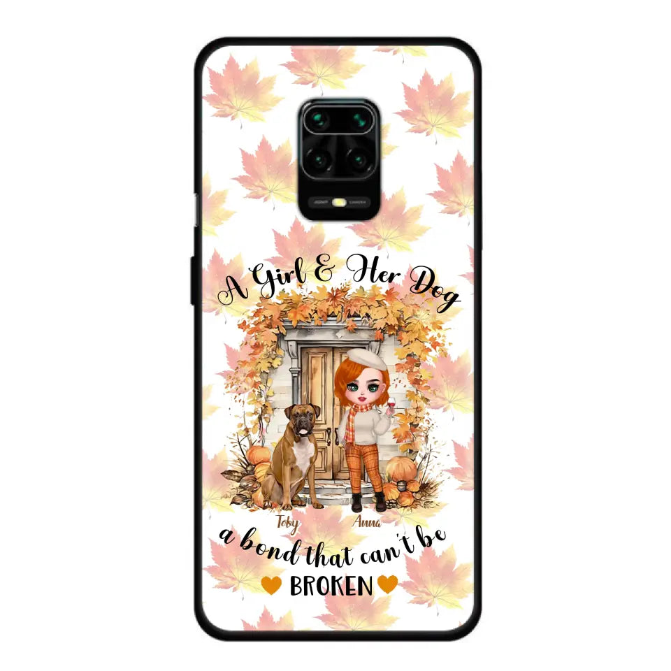 Personalized Fall And Dogs Phone Case - Gift Idea for Dog Lovers - Up to 6 Dogs - A Girl & Her Dogs A Bond That Can't Be Broken - Case For Xiaomi/ Oppo/ Huawei