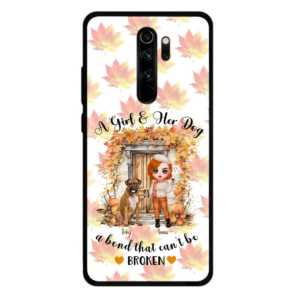 Personalized Fall And Dogs Phone Case - Gift Idea for Dog Lovers - Up to 6 Dogs - A Girl & Her Dogs A Bond That Can't Be Broken - Case For Xiaomi/ Oppo/ Huawei