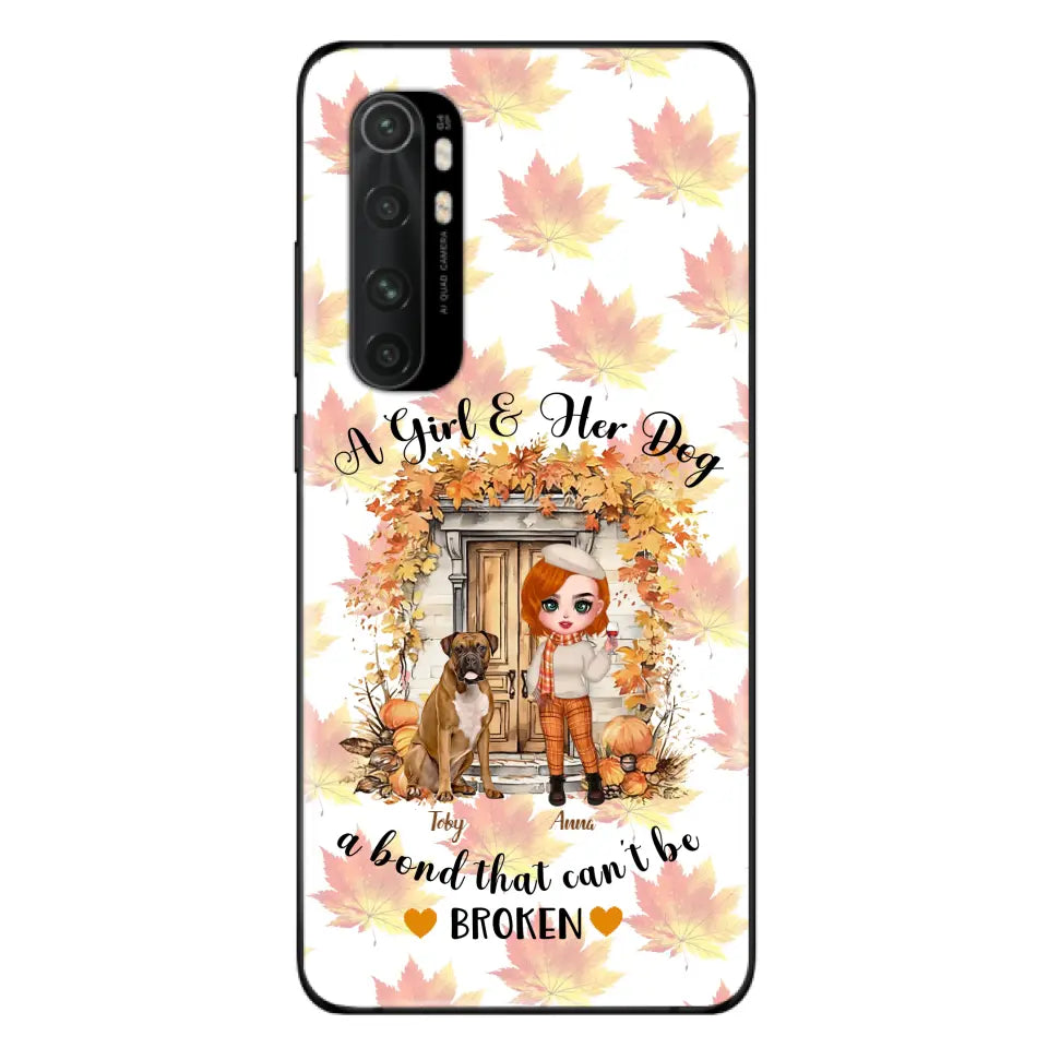 Personalized Fall And Dogs Phone Case - Gift Idea for Dog Lovers - Up to 6 Dogs - A Girl & Her Dogs A Bond That Can't Be Broken - Case For Xiaomi/ Oppo/ Huawei