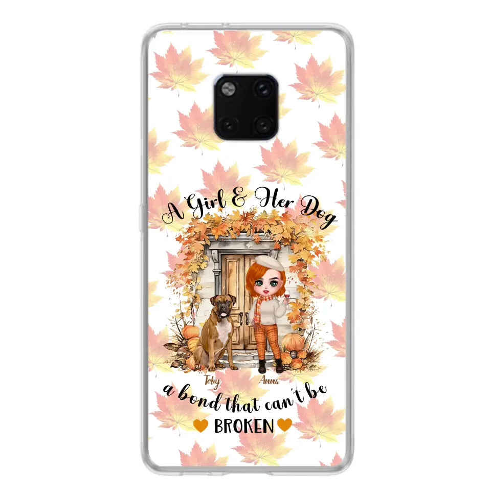 Personalized Fall And Dogs Phone Case - Gift Idea for Dog Lovers - Up to 6 Dogs - A Girl & Her Dogs A Bond That Can't Be Broken - Case For Xiaomi/ Oppo/ Huawei