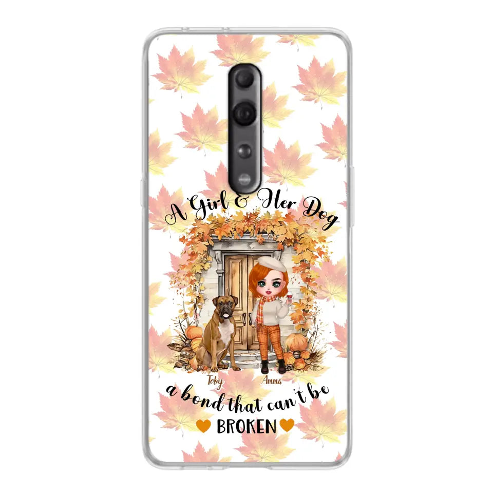 Personalized Fall And Dogs Phone Case - Gift Idea for Dog Lovers - Up to 6 Dogs - A Girl & Her Dogs A Bond That Can't Be Broken - Case For Xiaomi/ Oppo/ Huawei