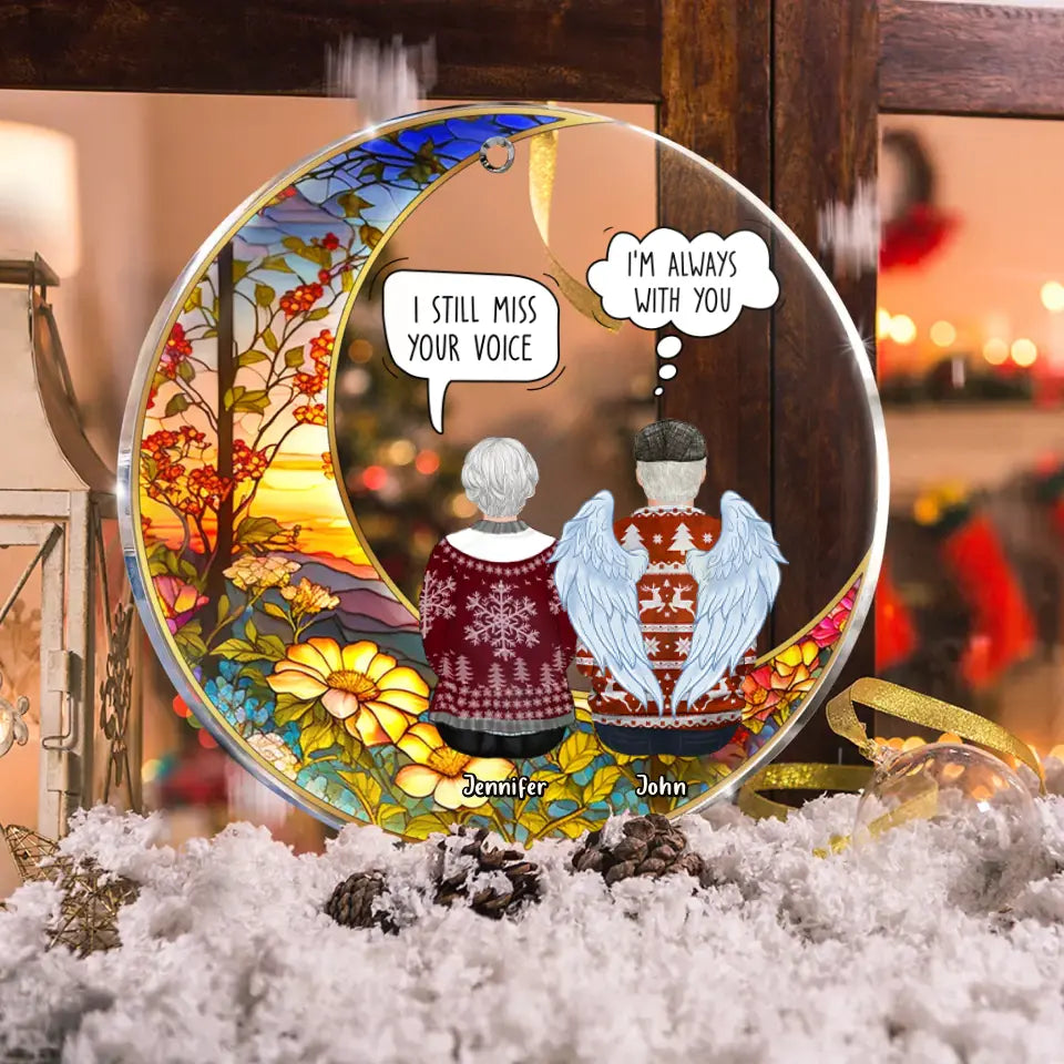 Personalized Memorial Couple Suncatcher Circle Acrylic Ornament - Memorial Gift Idea For Loss Of Husband/Wife - I Still Talk About You