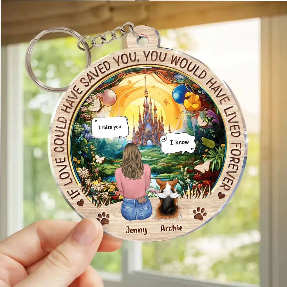 Personalized Memorial Pet Acrylic Keychain - Memorial Gift Idea For Dog/Cat/Rabbit Lover - If Love Could Have Saved You You Would Have Lived Forever